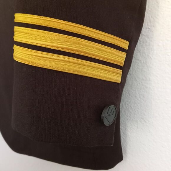 Vintage CARVEN Pilot Jacket Brown Gold Stripes SAUDIA Wool Blazer Chest 40" - Picture 4 of 8